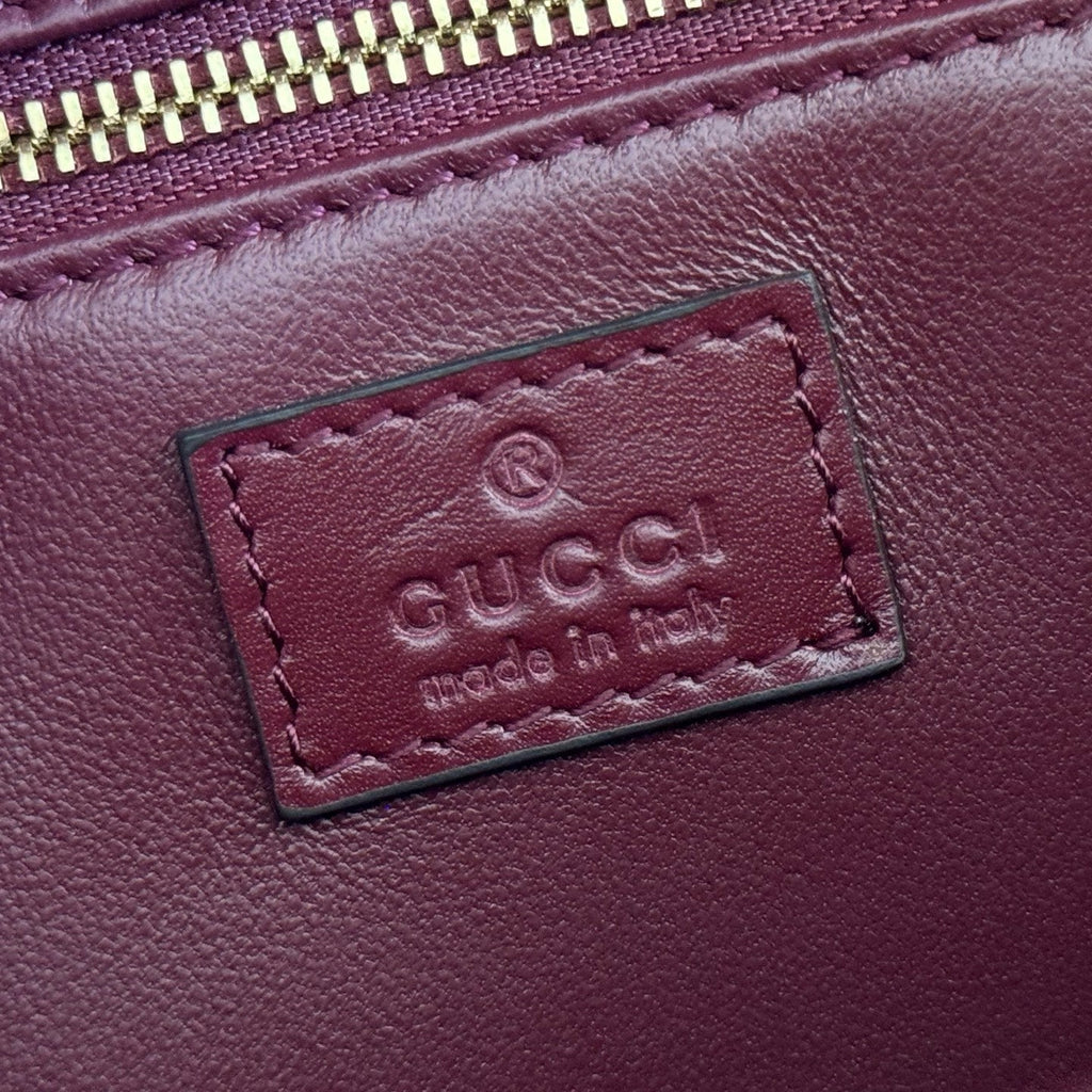 Gucci 26S Siena Top Handle Bag 25 in Dark Red Calfskin