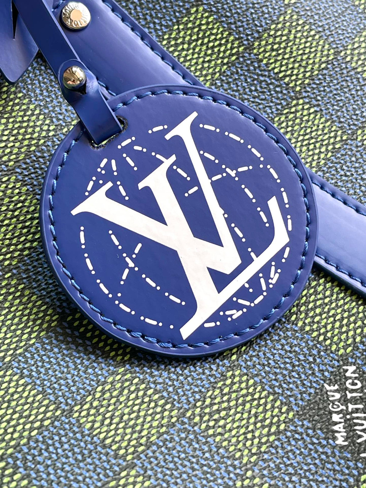Louis Vuitton Keepall Bandoulière 45 in Blue Green Damier Heritage Coated Canvas Bag