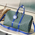 Louis Vuitton Keepall Bandoulière 45 in Blue Green Damier Heritage Coated Canvas Bag
