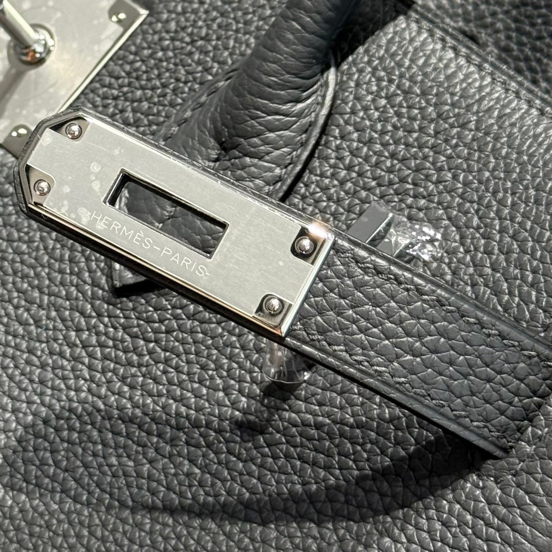Hermes 25S Birkin 30 in Charcoal Gray Calfskin Silver Hardware Bag