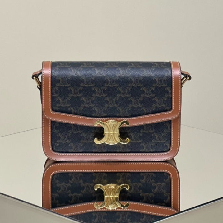 Celine Classique Triomphe 22 Calfskin Black Brown Bag