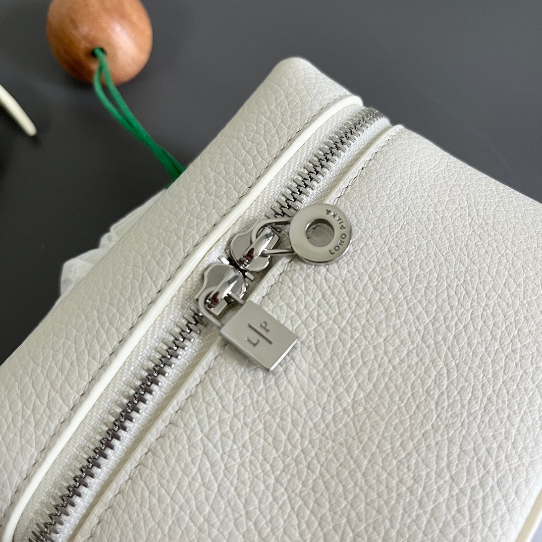 Loro Piana Extra Pocket L12 in White Calfskin with Silver Hardware Bag