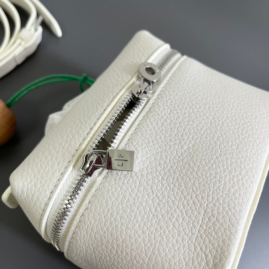Loro Piana Extra Pocket L12 in White Calfskin with Silver Hardware Bag