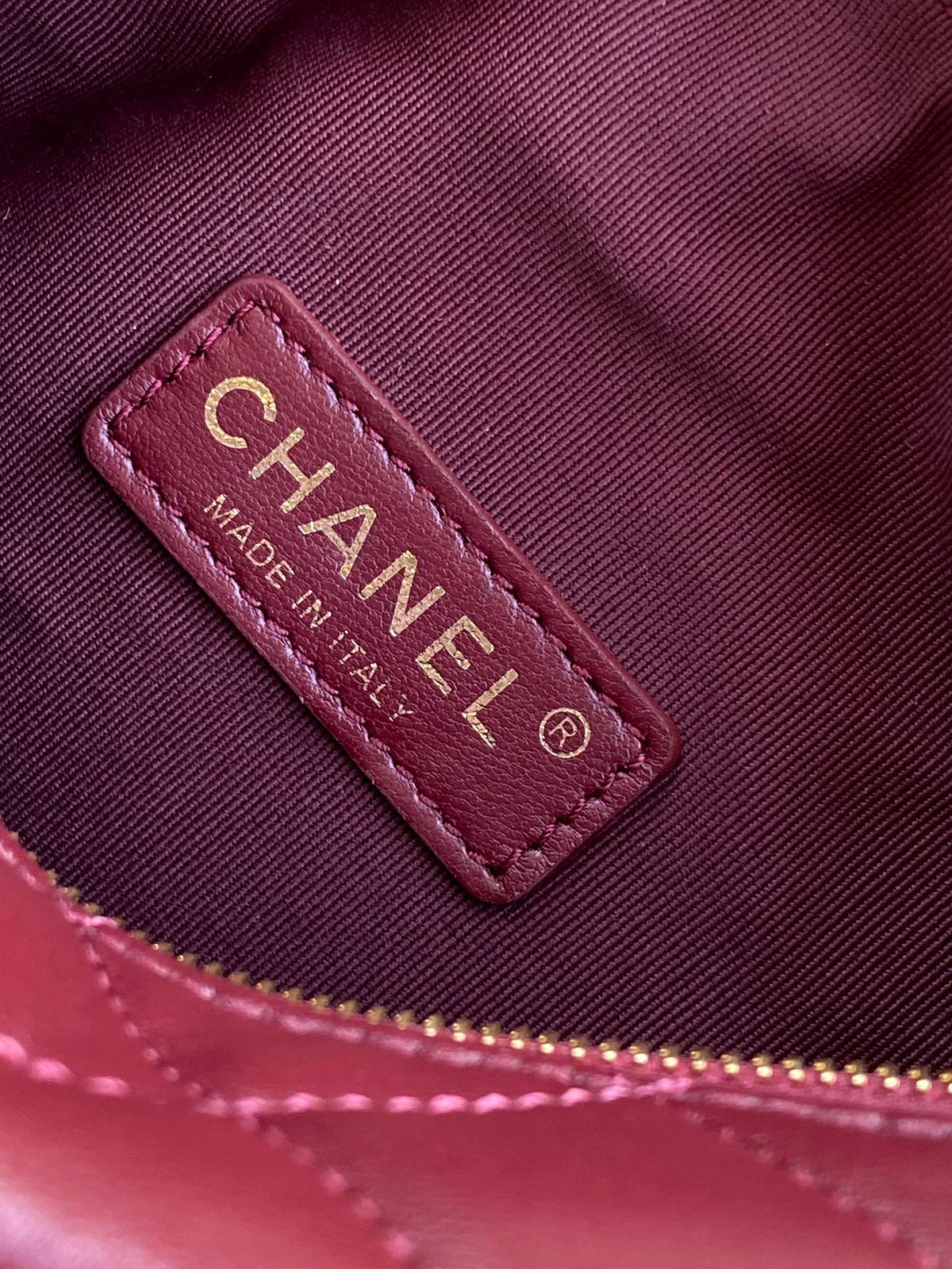 Chanel 25S Camera Bag 23 in Dark Red Lambskin with Gold Hardware