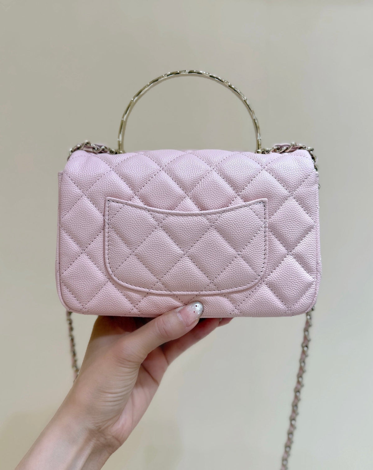 Chanel 25S Coco Crush Handle 18 in Pink Calfskin Gold Hardware Bag