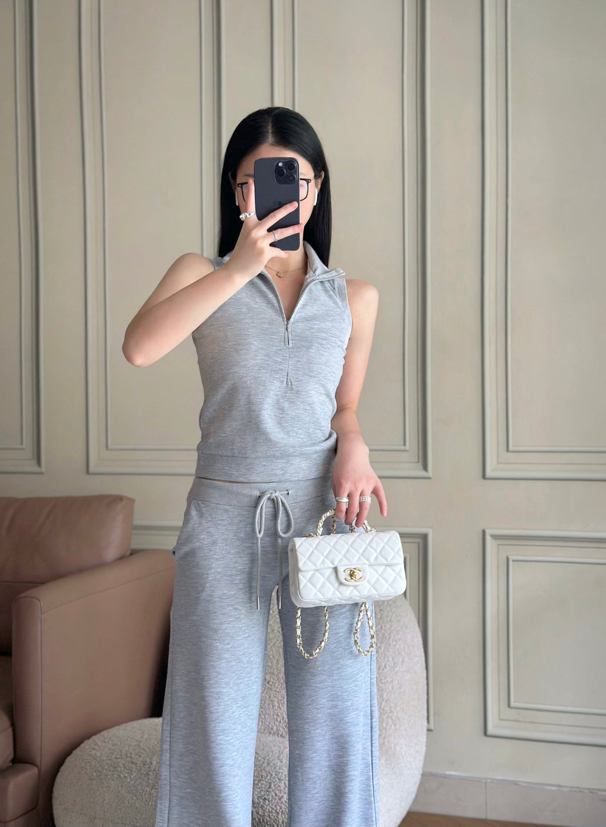 Chanel 25S Flap Bag 20 cm in White Caviar Leather with Gold Hardware